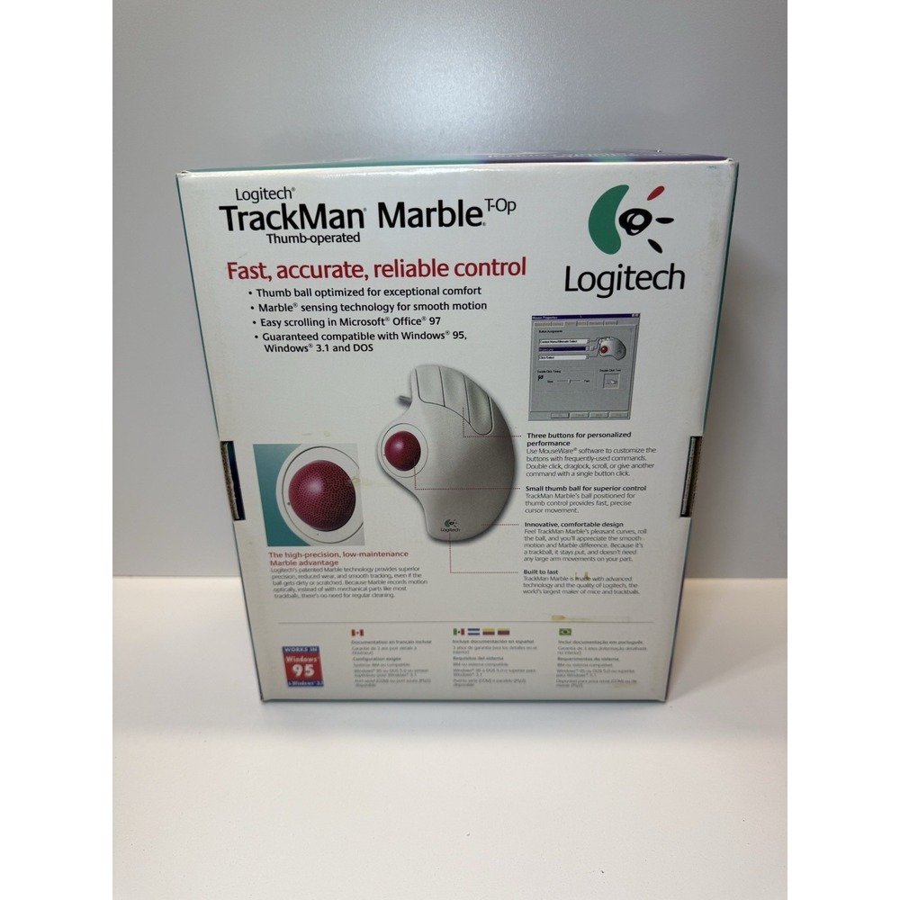 Logitech Trackman Marble Trackball Corded Mouse Model T-CH11 Untested - Picture 7 of 7